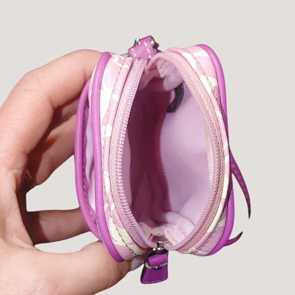 Coach Wristlet Mini Nolita Signature Canvas Iris Pink White Print Zip Closure - Picture 11 of 11